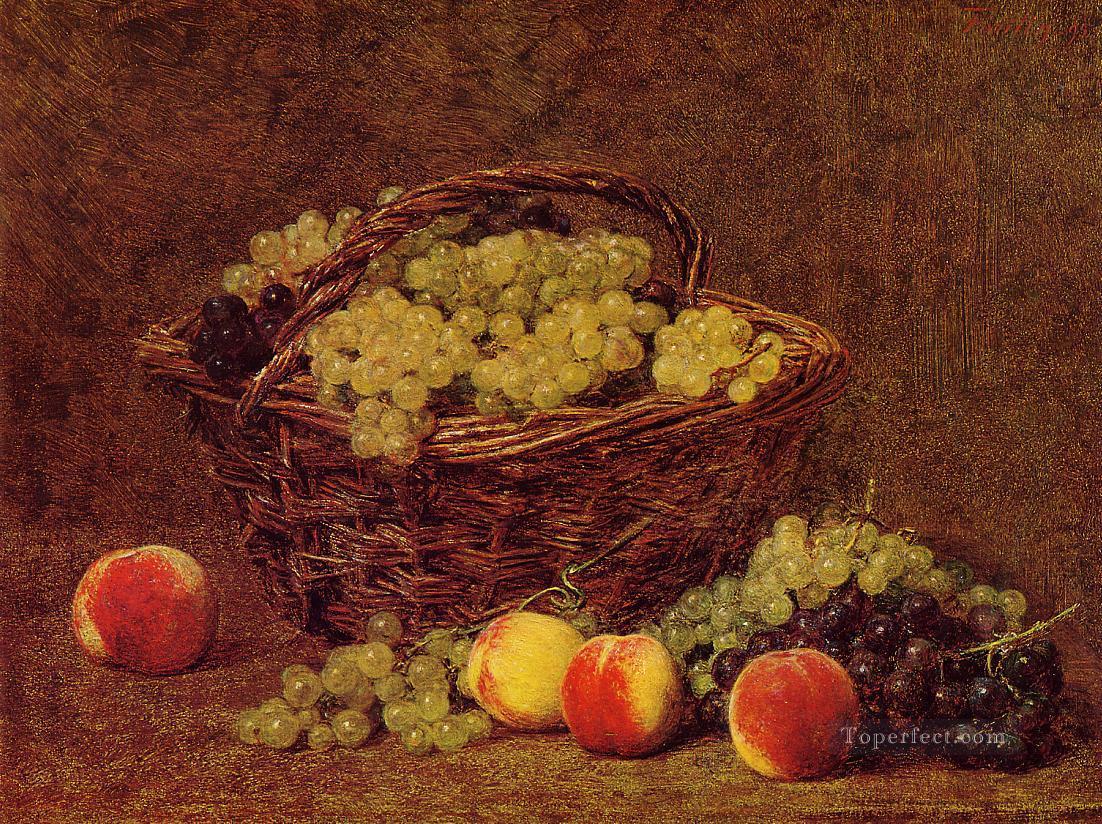 Basket of White Grapes and Peaches Henri Fantin Latour Oil Paintings